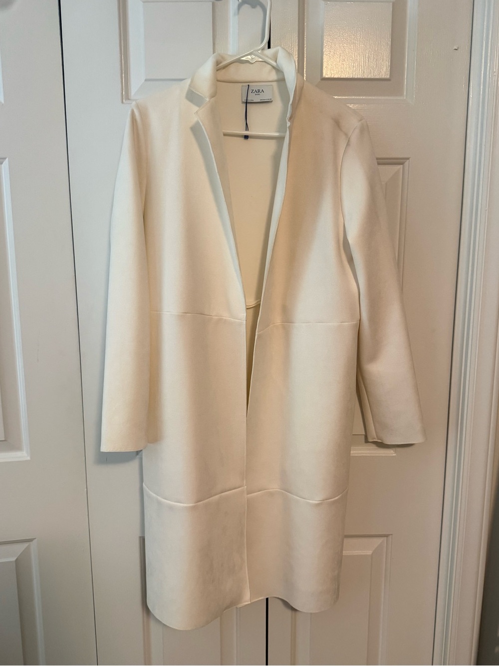 Zara faux suede long white coat